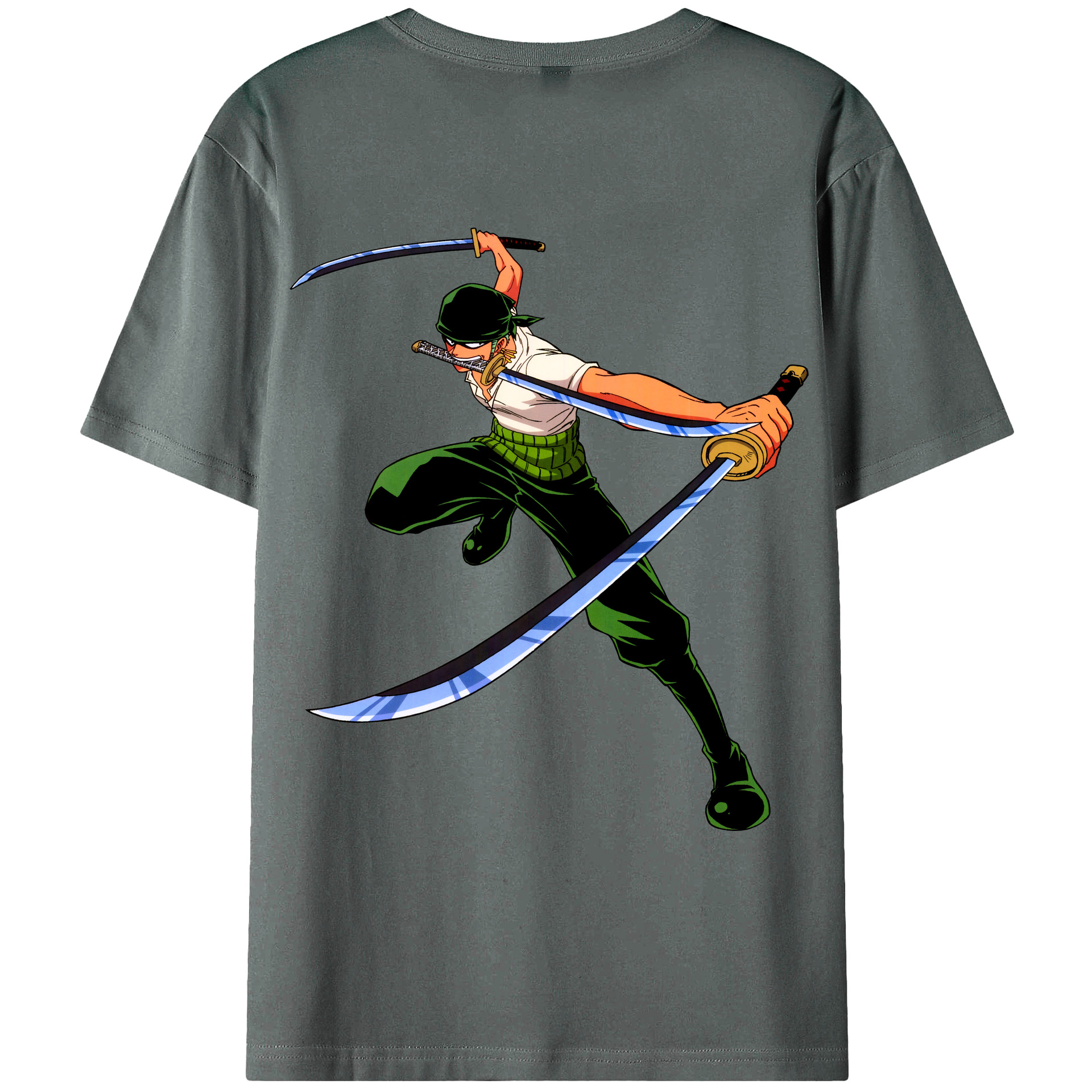 ワンピース ロロノア・ゾロ ONE PIECE Roronoa Zoro 綿100％ メンズ半袖Tシャツ（バックプリント） 通気性